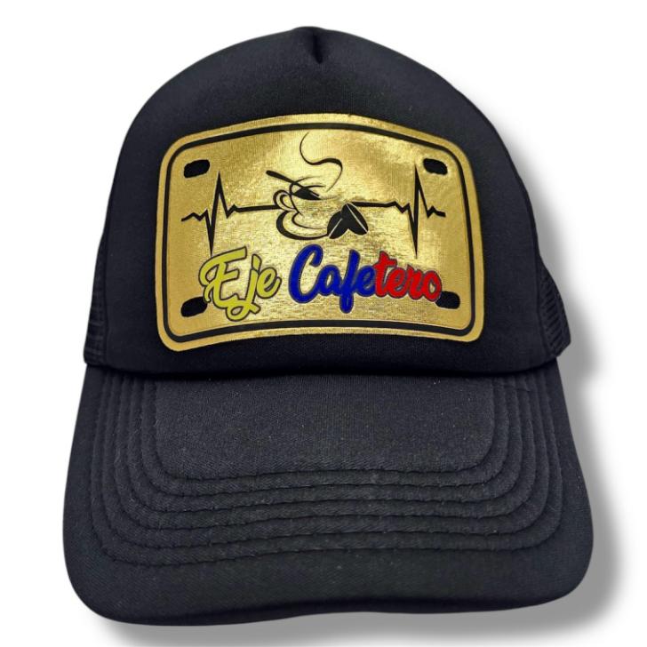 Gorra Trucker "Eje Cafetero" – Diseño Dorado con Gráfico de Café