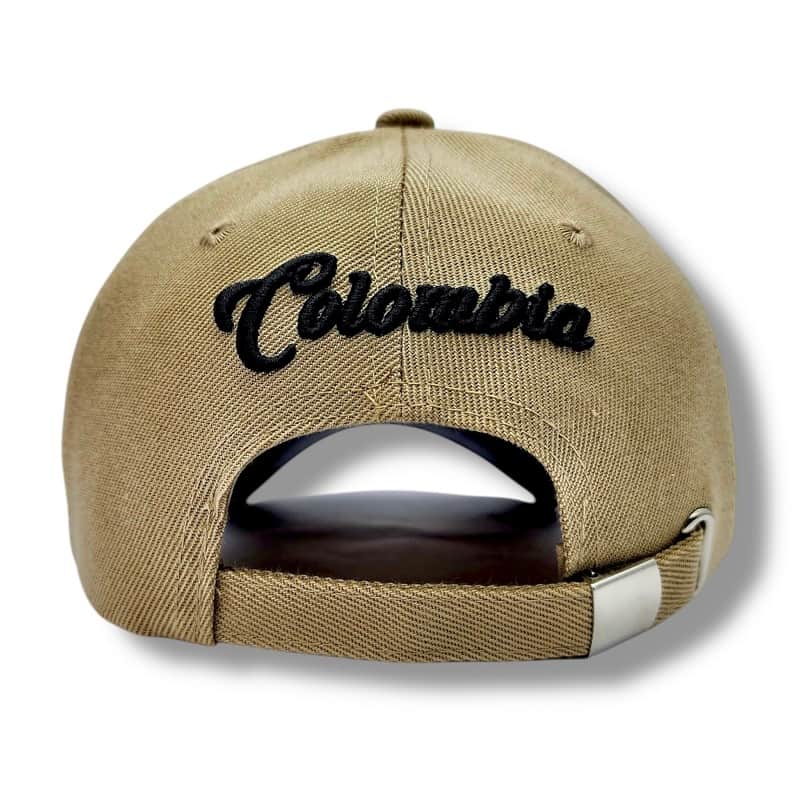 Gorra Colombia Beige y Negra – Bordado 3D con Bandera - Imagen 3