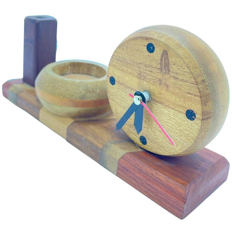 🪵 Base Porta Lápiz, Cenicero y Reloj de Madera Incrustada - Imagen 2