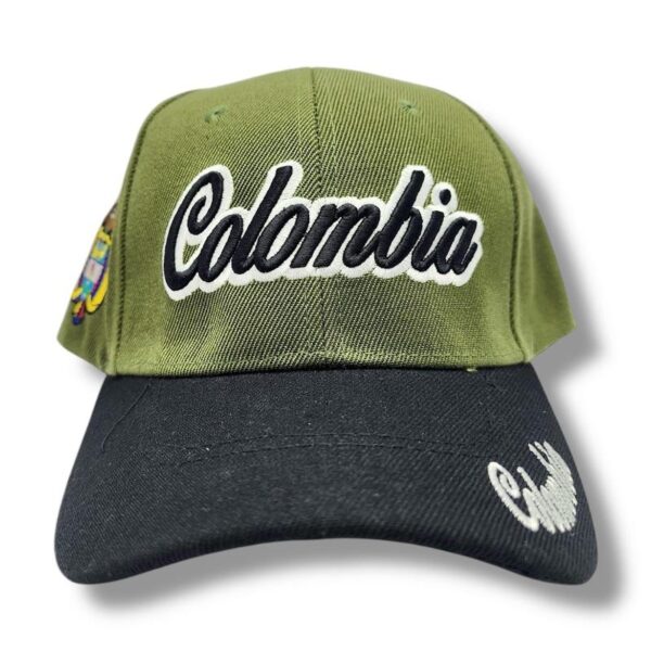 Gorra Colombia Verde con Visera Negra y Escudo Nacional Bordado - Imagen 2