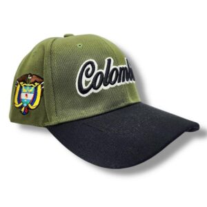 Gorra Colombia Verde con Visera Negra y Escudo Nacional Bordado