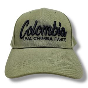 Gorra Verde Oliva Colombia – “Una Chimba Parce” Bordado Negro