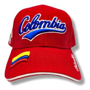 Gorra Roja Colombia con Bordados Múltiples – Mapa y Bandera