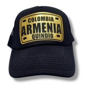 Gorra Trucker "Colombia – Armenia, Quindío" – Estilo Placa Dorada