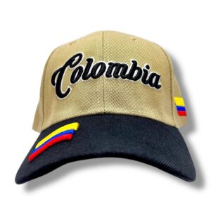 Gorra Colombia Beige y Negra – Bordado 3D con Bandera