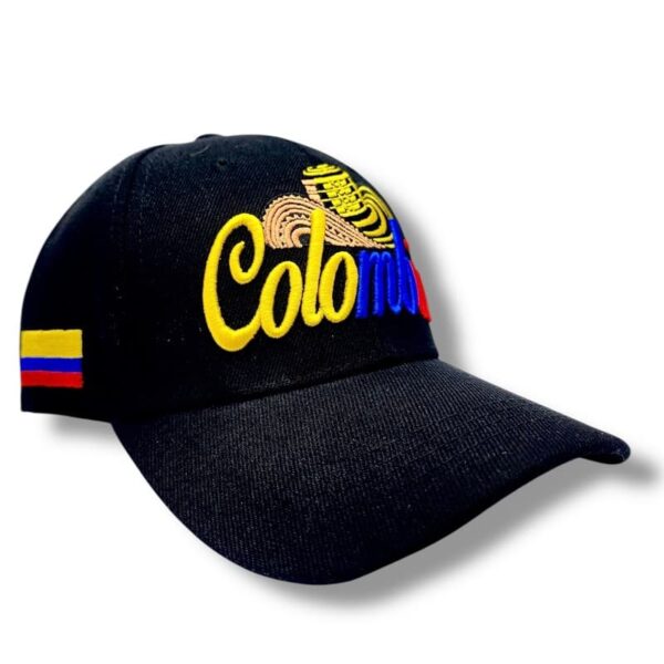Gorra Colombia Negra con Sombrero Vueltiao y Bordado Tricolor - Imagen 2