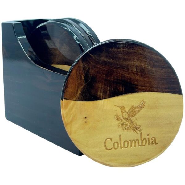 ☕ Juego de Posavasos de Madera – Diseño Grano de Café (x4)