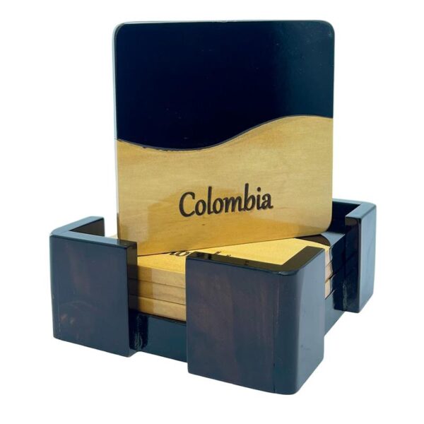 ☕ Set de Posavasos en Madera – Diseño Grano de Café Cuadrado (x4) - Imagen 3