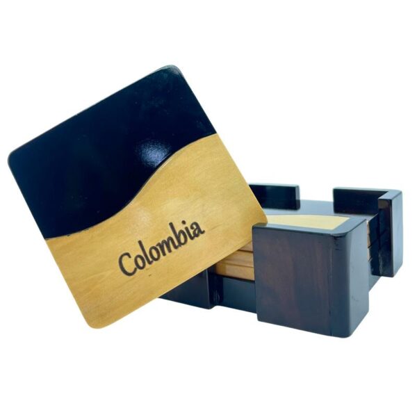 ☕ Set de Posavasos en Madera – Diseño Grano de Café Cuadrado (x4) - Imagen 2