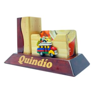 🚌 Tarjetero Artesanal con Porta Lápiz – Chiva de Quindío