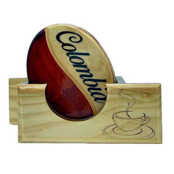☕ Juego de Posavasos de Madera – Grano de Café (x6) - Imagen 2