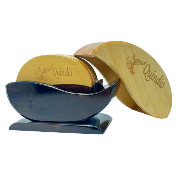 ☕ Set de Posavasos en Madera con Estuche – Diseño Grano de Café (x6) - Imagen 4