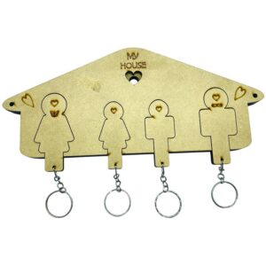🏡 Porta Llaves de Madera "Mi Familia"