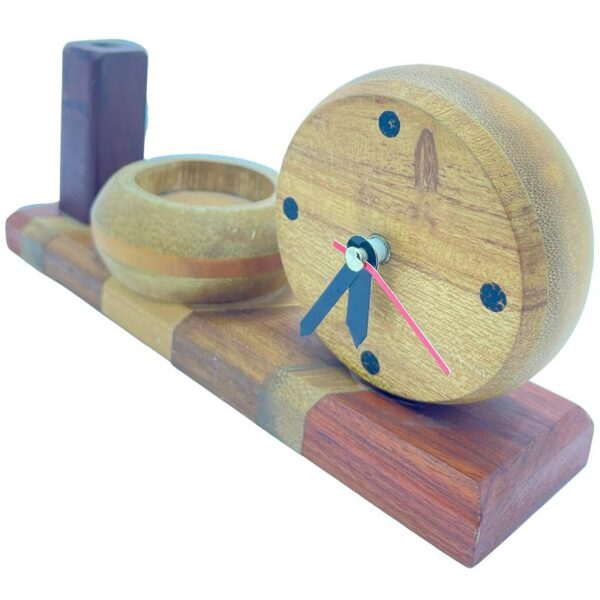 🪵 Base Porta Lápiz, Cenicero y Reloj de Madera Incrustada - Imagen 2