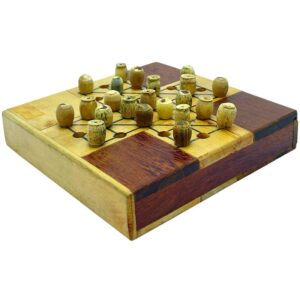 🎲🪵 Juego Solitario y 3 en Línea Artesanal en Madera