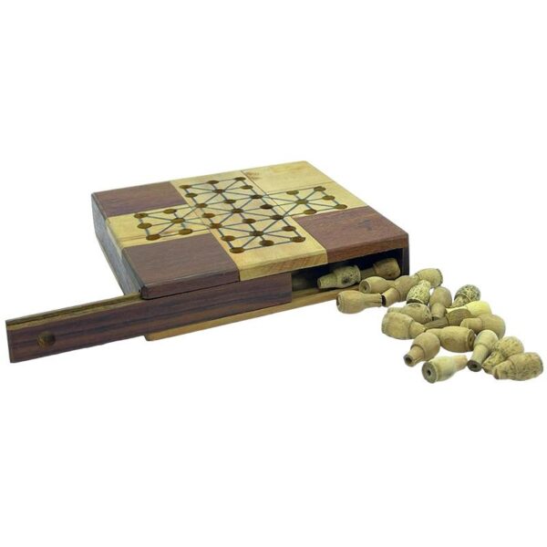 🎲🪵 Juego Solitario y 3 en Línea Artesanal en Madera - Imagen 2