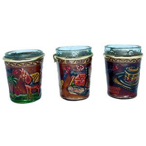 🐎🍂 Copas Aguardienteras Forradas en Cuero x 3 – ¡Puro sabor artesanal colombiano!