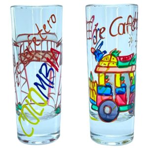🥃 Copa Tequilera de Vidrio Transparente decorada a mano – Eje Cafetero