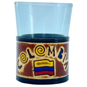 🥃 Copa de Aguardiente con Base en Cuero – Colombia Artesanal
