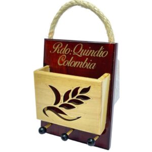 🗝️📬 Portallaves y Buzón en Madera Pino Ciprés – Recuerdo del Quindío, Colombia